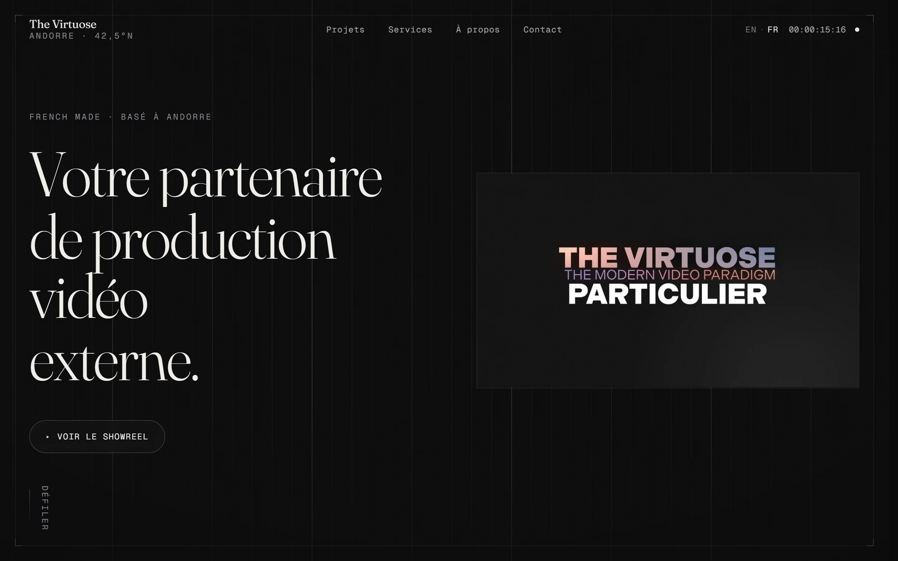Page d'accueil de The Virtuose